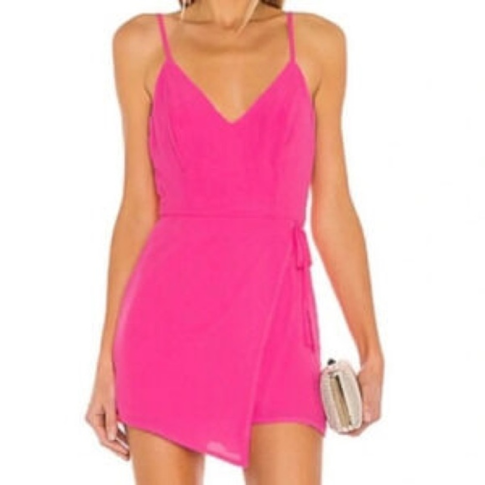 superdown Karen Wrap Romper Hot Pink